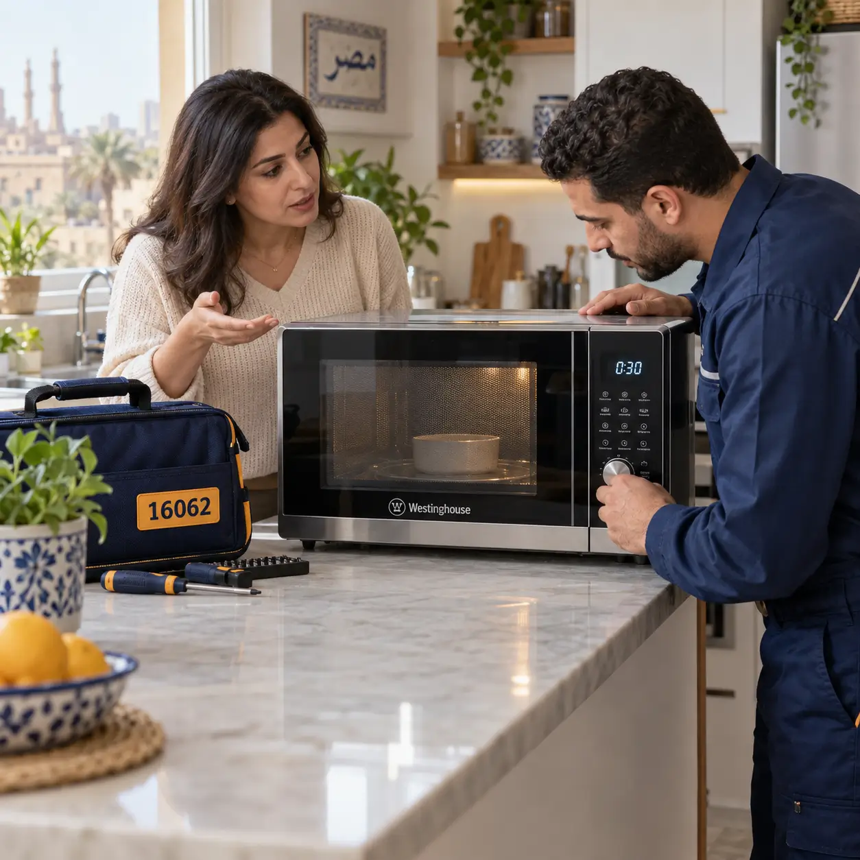 Microwave oven inspection at the service center