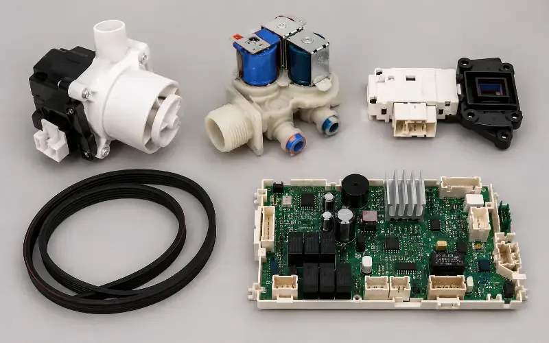 Twin-tub washer spare parts: capacitor, timer and belt