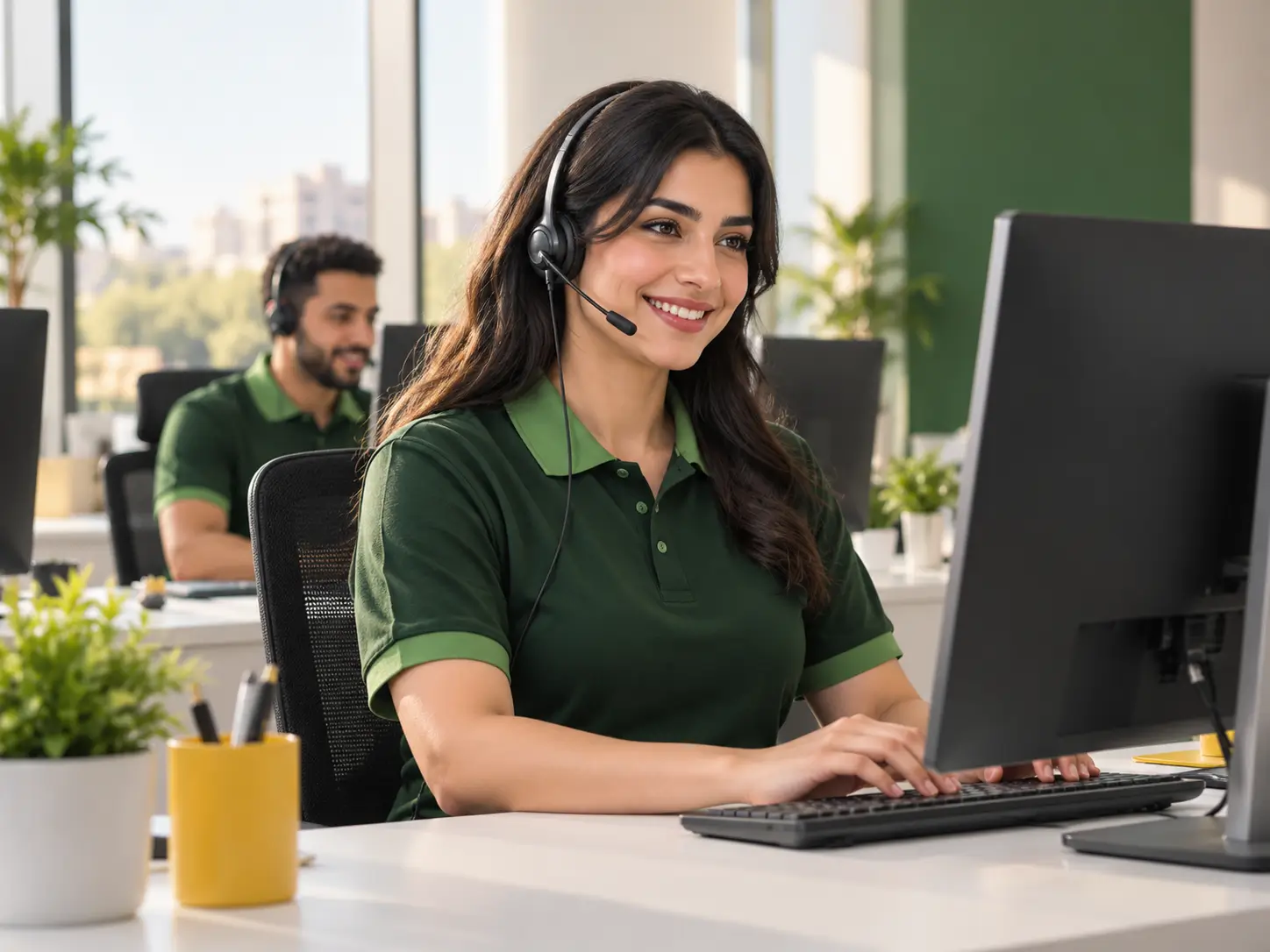 Customer service agent logging a repair request for a Kiriazi appliance